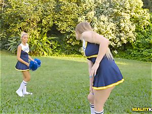Amber Gray and Selena Sosa lezzy cheerleader fuck-a-thon